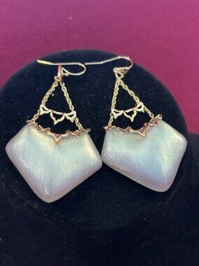 ALEXIS BITTAR Hand Carved Warm Grey Lucite Dangle EARRINGS